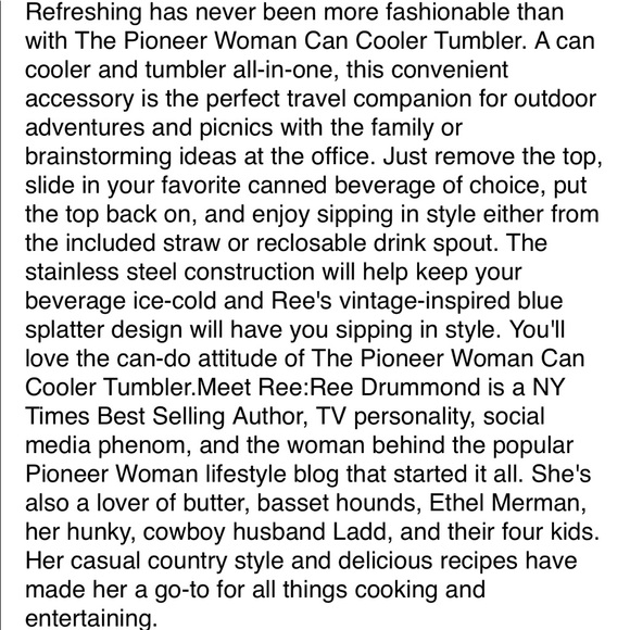 New Pioneer Woman Can Cooler Tumbler Cobalt - Picture 9 of 9